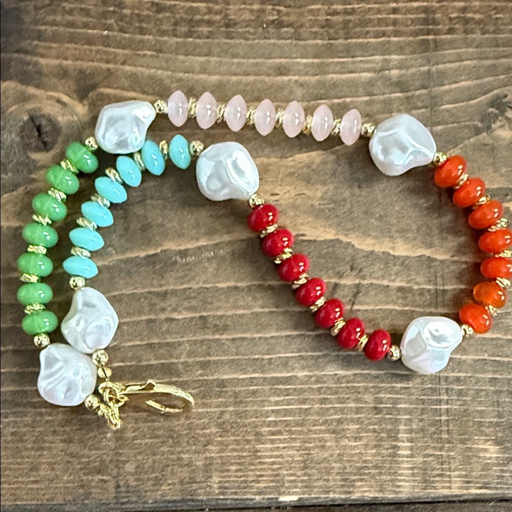 Boho Beaded Faux Pearl Accent Cell Phone Wristlet